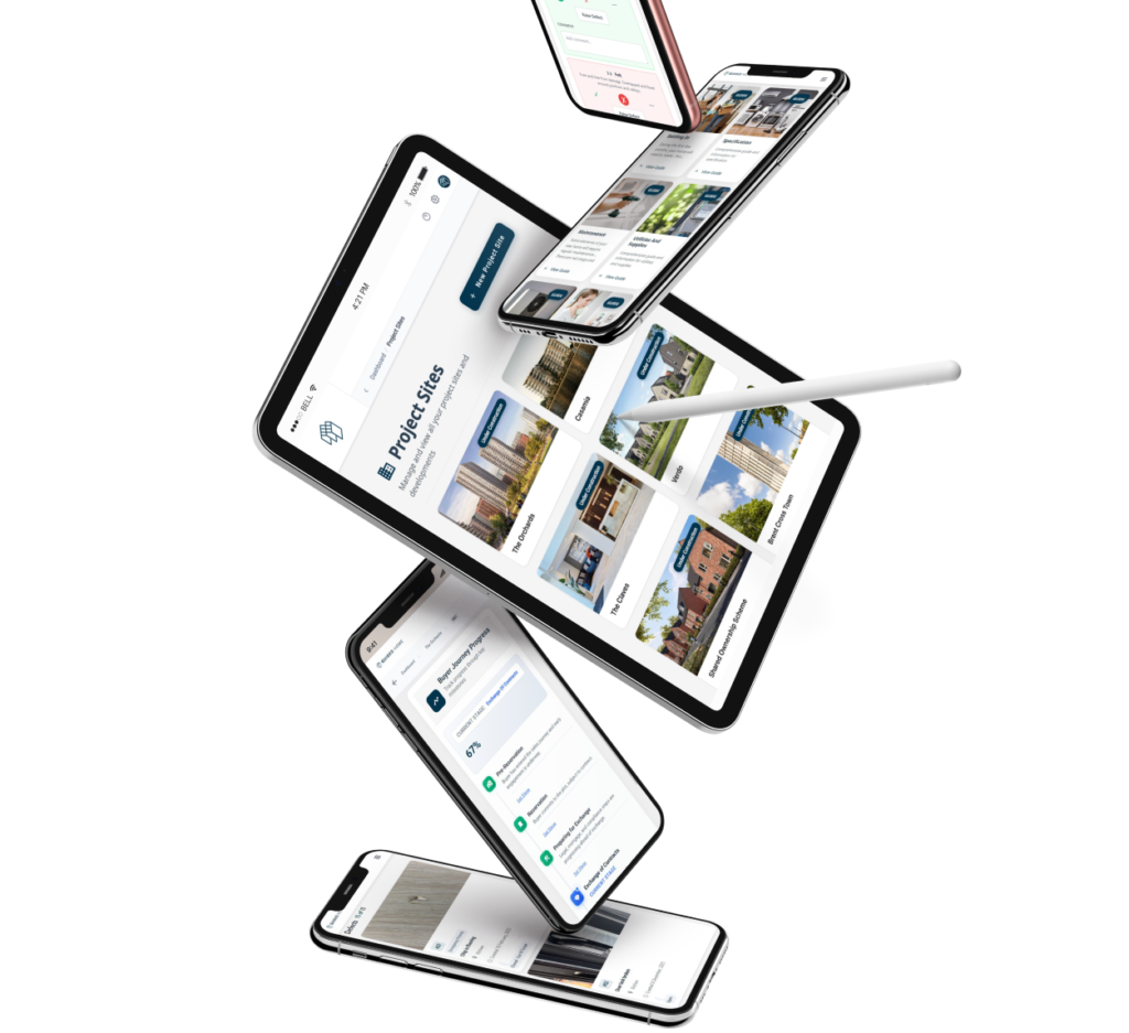 Multiple devices displaying app interface